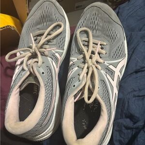 Asics Women's Gray and Pink Athletic Shoes